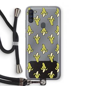 CaseCompany Bananas: Samsung Galaxy A11 Transparant Hoesje met koord