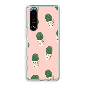 CaseCompany Cactusprint roze: Sony Xperia 5 III Transparant Hoesje