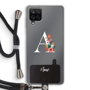 CaseCompany Pink Bouquet: Samsung Galaxy A12 Transparant Hoesje met koord