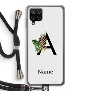 CaseCompany Charcoal Flora: Samsung Galaxy A12 Transparant Hoesje met koord