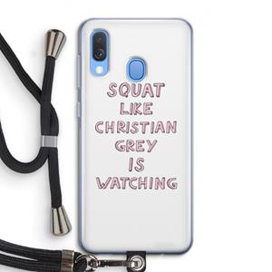 CaseCompany Christian Grey: Samsung Galaxy A40 Transparant Hoesje met koord