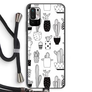CaseCompany Cactusmotief: Xiaomi Redmi Note 10 5G Transparant Hoesje met koord