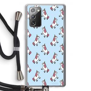 CaseCompany Eenhoorns overal: Samsung Galaxy Note 20 / Note 20 5G Transparant Hoesje met koord