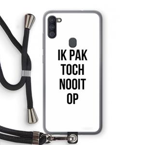 CaseCompany Ik pak nooit op: Samsung Galaxy A11 Transparant Hoesje met koord