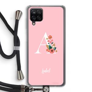 CaseCompany Pink Bouquet: Samsung Galaxy A12 Transparant Hoesje met koord