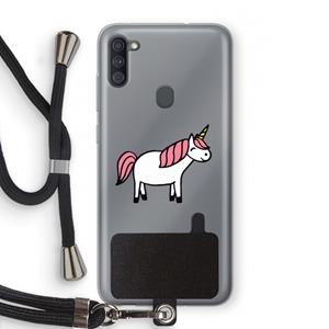 CaseCompany Eenhoorn: Samsung Galaxy A11 Transparant Hoesje met koord