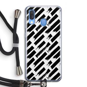 CaseCompany Zwarte vegen: Samsung Galaxy A40 Transparant Hoesje met koord