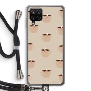 CaseCompany Morning coffee: Samsung Galaxy A12 Transparant Hoesje met koord