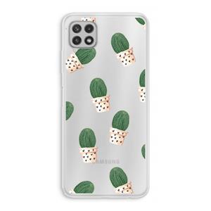CaseCompany Cactusprint roze: Samsung Galaxy A22 4G Transparant Hoesje