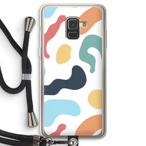 CaseCompany Memphis Shapes Blue: Samsung Galaxy A8 (2018) Transparant Hoesje met koord