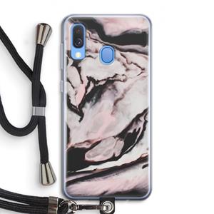 CaseCompany Roze stroom: Samsung Galaxy A40 Transparant Hoesje met koord