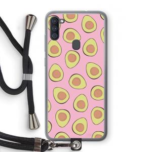 CaseCompany Dancing avocados: Samsung Galaxy A11 Transparant Hoesje met koord