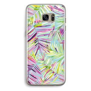 CaseCompany Tropical Palms Blue: Samsung Galaxy S7 Edge Transparant Hoesje