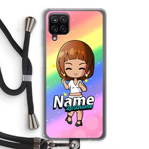 CaseCompany Chibi Maker vrouw: Samsung Galaxy A12 Transparant Hoesje met koord