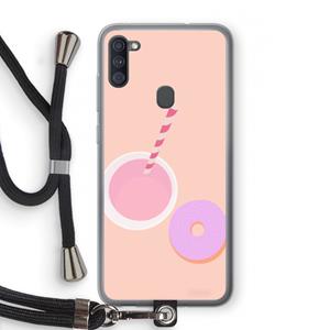 CaseCompany Donut: Samsung Galaxy A11 Transparant Hoesje met koord