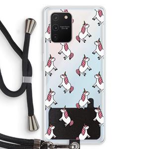 CaseCompany Eenhoorns overal: Samsung Galaxy S10 Lite Transparant Hoesje met koord