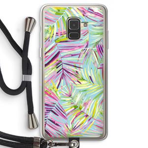 CaseCompany Tropical Palms Blue: Samsung Galaxy A8 (2018) Transparant Hoesje met koord