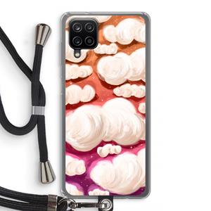 CaseCompany Katoen Wolken: Samsung Galaxy A12 Transparant Hoesje met koord