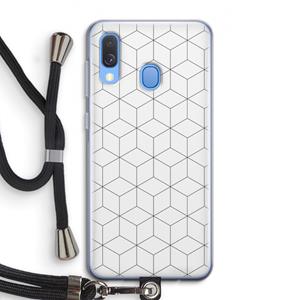 CaseCompany Zwart-witte kubussen: Samsung Galaxy A40 Transparant Hoesje met koord