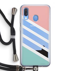 CaseCompany Strepen pastel: Samsung Galaxy A40 Transparant Hoesje met koord