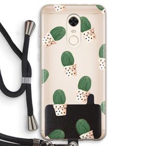 CaseCompany Cactusprint roze: Xiaomi Redmi 5 Transparant Hoesje met koord
