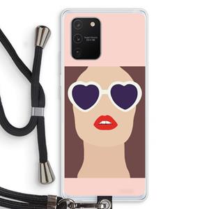 CaseCompany Red lips: Samsung Galaxy S10 Lite Transparant Hoesje met koord