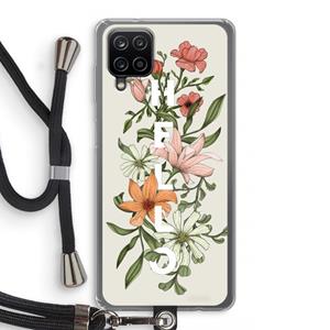 CaseCompany Hello bloemen: Samsung Galaxy A12 Transparant Hoesje met koord