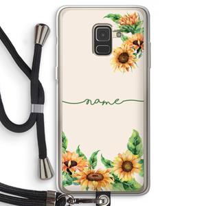 CaseCompany Zonnebloemen: Samsung Galaxy A8 (2018) Transparant Hoesje met koord