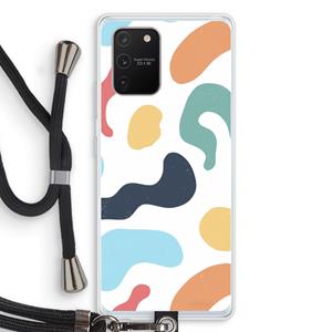 CaseCompany Memphis Shapes Blue: Samsung Galaxy S10 Lite Transparant Hoesje met koord