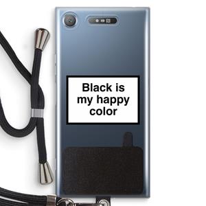 CaseCompany Black is my happy color: Sony Xperia XZ1 Transparant Hoesje met koord
