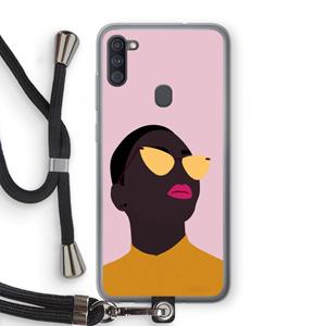 CaseCompany Yellow glasses: Samsung Galaxy A11 Transparant Hoesje met koord