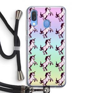CaseCompany Musketon Unicorn: Samsung Galaxy A40 Transparant Hoesje met koord