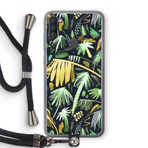 CaseCompany Tropical Palms Dark: Samsung Galaxy A11 Transparant Hoesje met koord