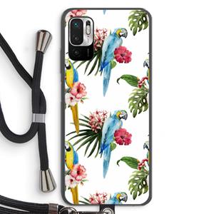 CaseCompany Kleurrijke papegaaien: Xiaomi Redmi Note 10 5G Transparant Hoesje met koord
