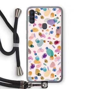 CaseCompany Terrazzo Memphis Pink: Samsung Galaxy A11 Transparant Hoesje met koord
