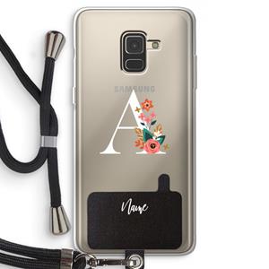 CaseCompany Pink Bouquet: Samsung Galaxy A8 (2018) Transparant Hoesje met koord