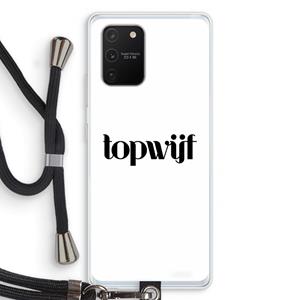 CaseCompany Topwijf Wit: Samsung Galaxy S10 Lite Transparant Hoesje met koord