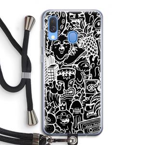 CaseCompany Vexx Black Mixtape: Samsung Galaxy A40 Transparant Hoesje met koord