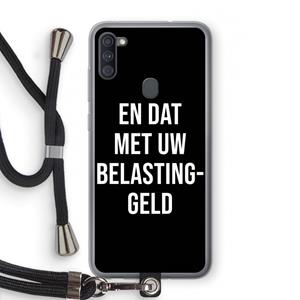 CaseCompany Belastinggeld - Zwart: Samsung Galaxy A11 Transparant Hoesje met koord
