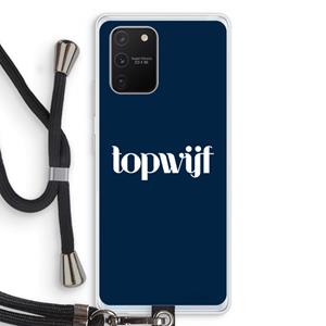 CaseCompany Topwijf Navy: Samsung Galaxy S10 Lite Transparant Hoesje met koord