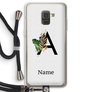 CaseCompany Charcoal Flora: Samsung Galaxy A8 (2018) Transparant Hoesje met koord