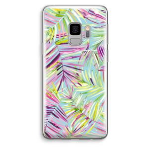 CaseCompany Tropical Palms Blue: Samsung Galaxy S9 Transparant Hoesje