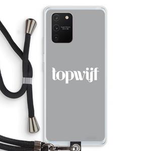 CaseCompany Topwijf Grijs Wit: Samsung Galaxy S10 Lite Transparant Hoesje met koord