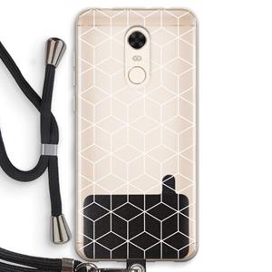 CaseCompany Zwart-witte kubussen: Xiaomi Redmi 5 Transparant Hoesje met koord