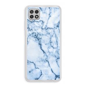 CaseCompany Blauw marmer: Samsung Galaxy A22 4G Transparant Hoesje