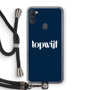 CaseCompany Topwijf Navy: Samsung Galaxy A11 Transparant Hoesje met koord