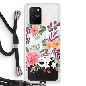 CaseCompany Hello in flowers: Samsung Galaxy S10 Lite Transparant Hoesje met koord
