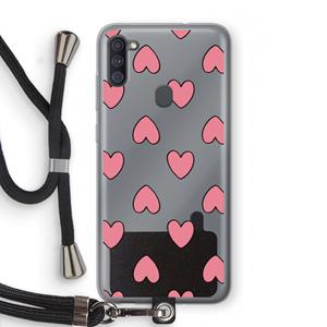 CaseCompany Ondersteboven verliefd: Samsung Galaxy A11 Transparant Hoesje met koord