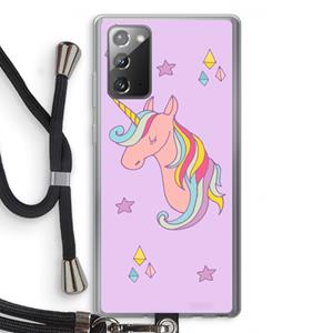 CaseCompany Roze eenhoorn: Samsung Galaxy Note 20 / Note 20 5G Transparant Hoesje met koord
