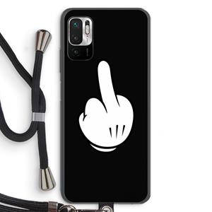 CaseCompany Middle finger black: Xiaomi Redmi Note 10 5G Transparant Hoesje met koord